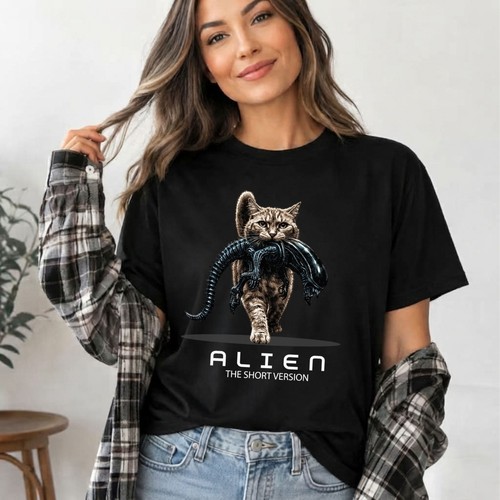 Funny alien cat - alien, t-shirt