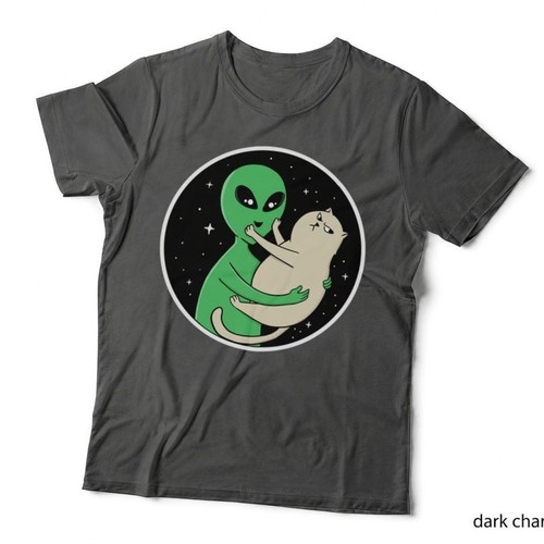 Alien and cat - cat, t-shirt