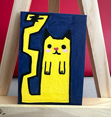 Aceo original art card cat - aceo,