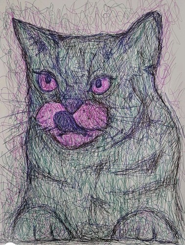 Cat prints hand draw art - cat,