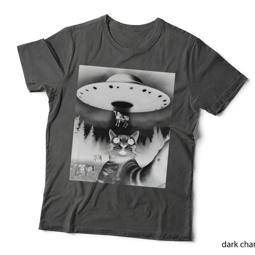 Funny cat selfie flying alien - cat,