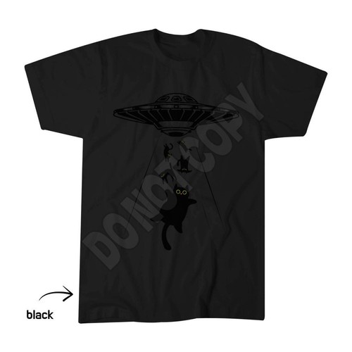 Black cat ufo funny - black,