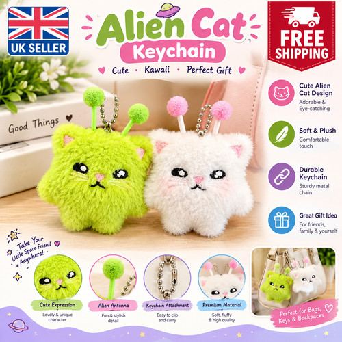 2pcs cute alien cat keychain - cute,