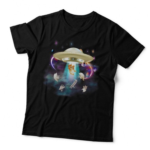 Cat alien ufo shirt - cat, space