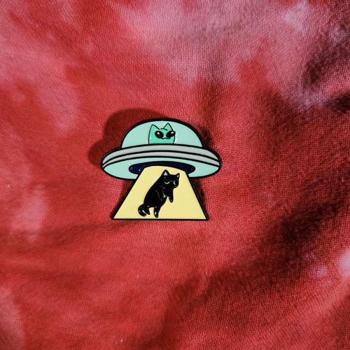 Alien cat abduction - cat, enamel