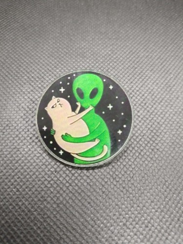 Alien cat acrylic pin badge - &,