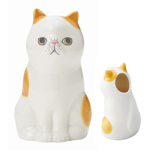 Cat vase porcelain small - cat,