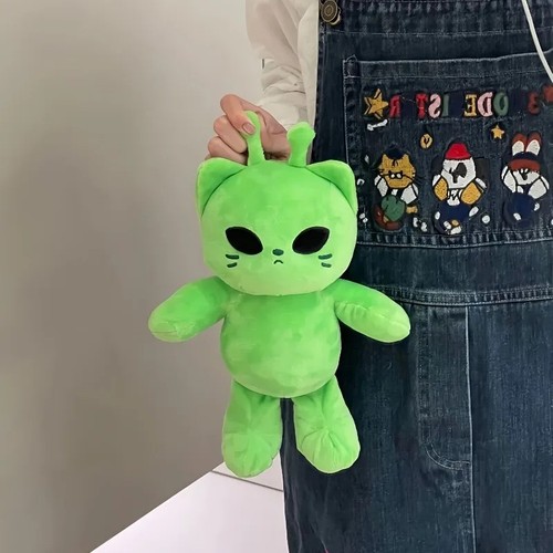 Cute alien cat plush toy - cat, green